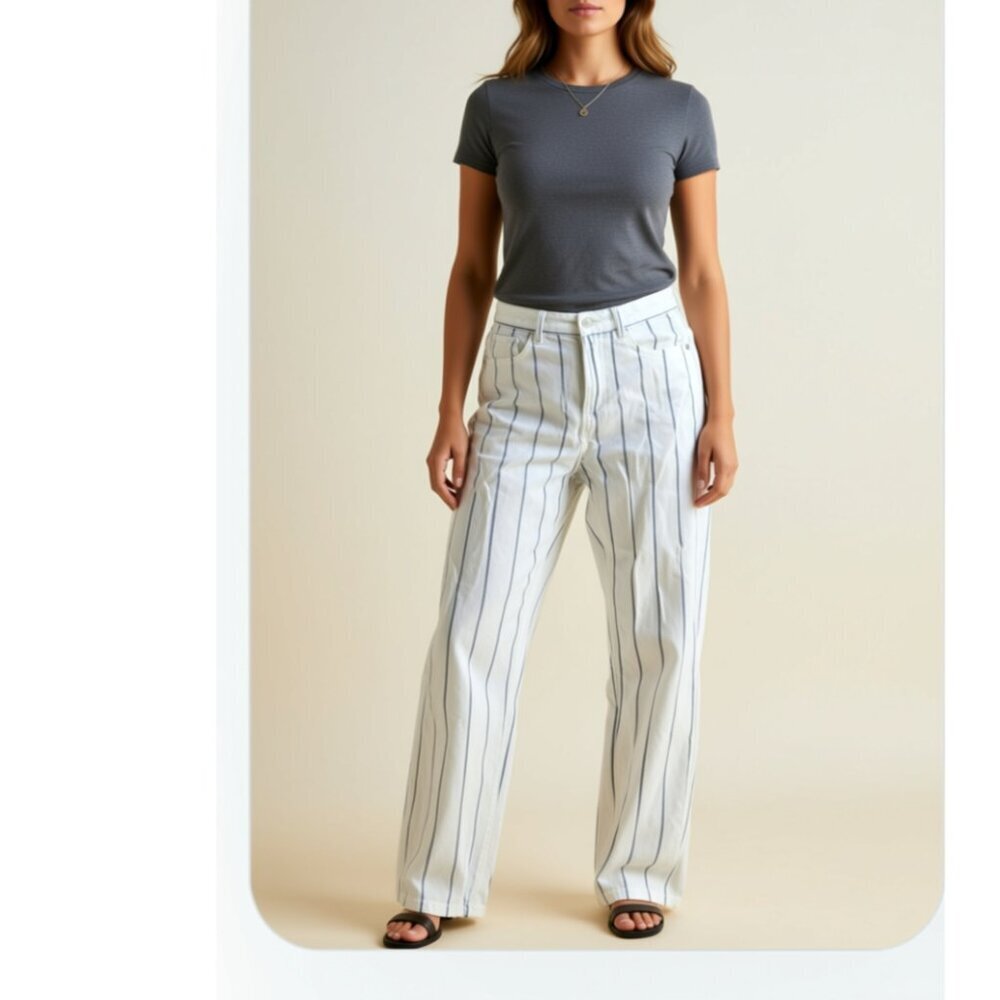 American Eagle White and blue stripped pants Size 0